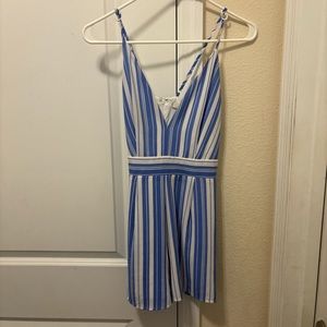 White and Blue striped romper